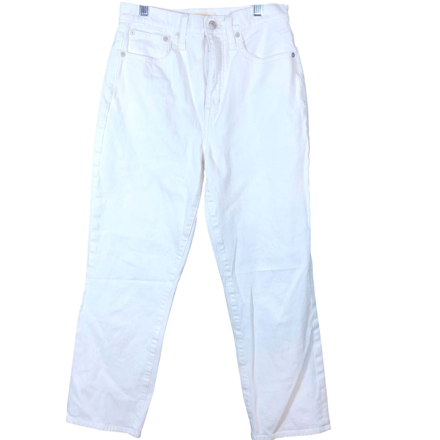 Madewell Madewell Jeans White Denim High Rise Classic Straight Stretch 27 Womens Size 27" / US 4 / IT 40 - 2 Thumbnail