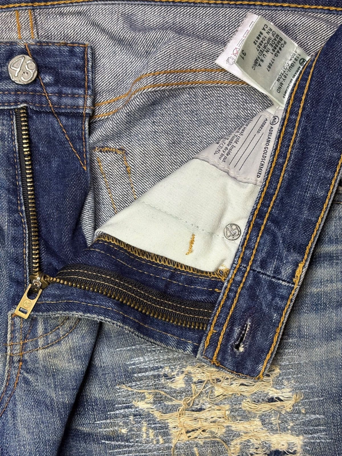 AG Adriano Goldschmied Vintage Adriano Goldscmied Mud Wash Sashiko Style Jeans Size US 35 - 9 Thumbnail
