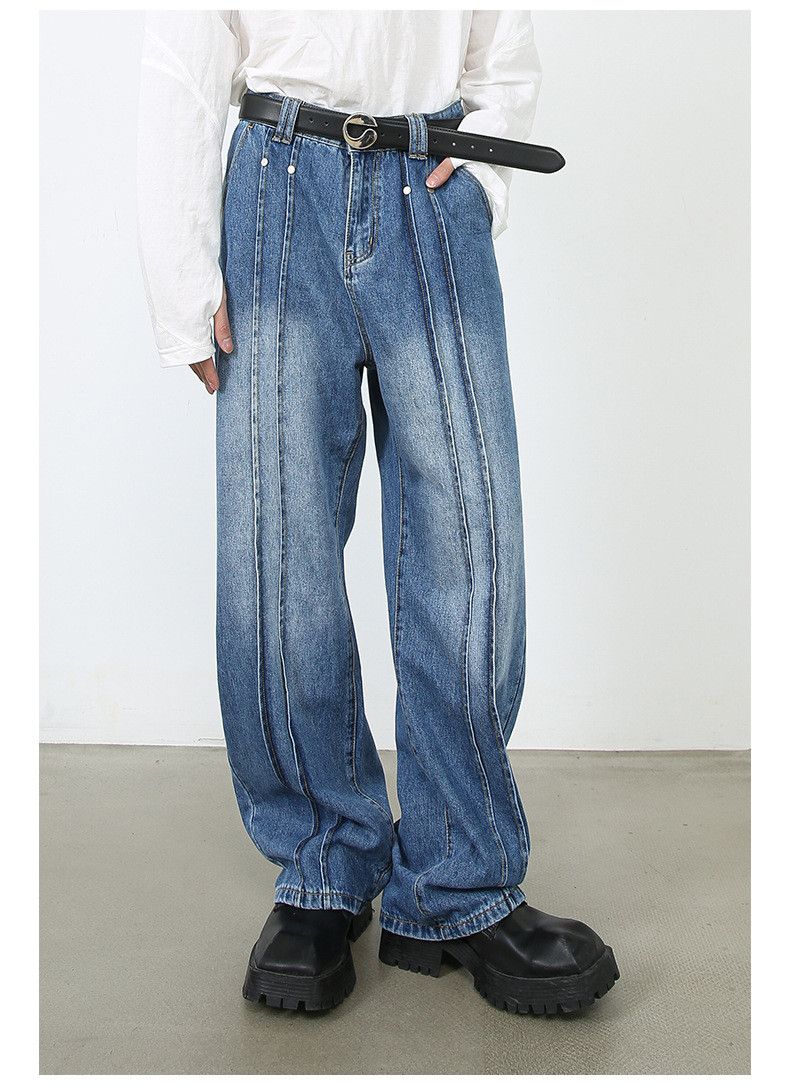 Japanese Brand × Jean Japanese men's loose straight jeans high street wide leg Size US 34 / EU 50 - 2 Thumbnail