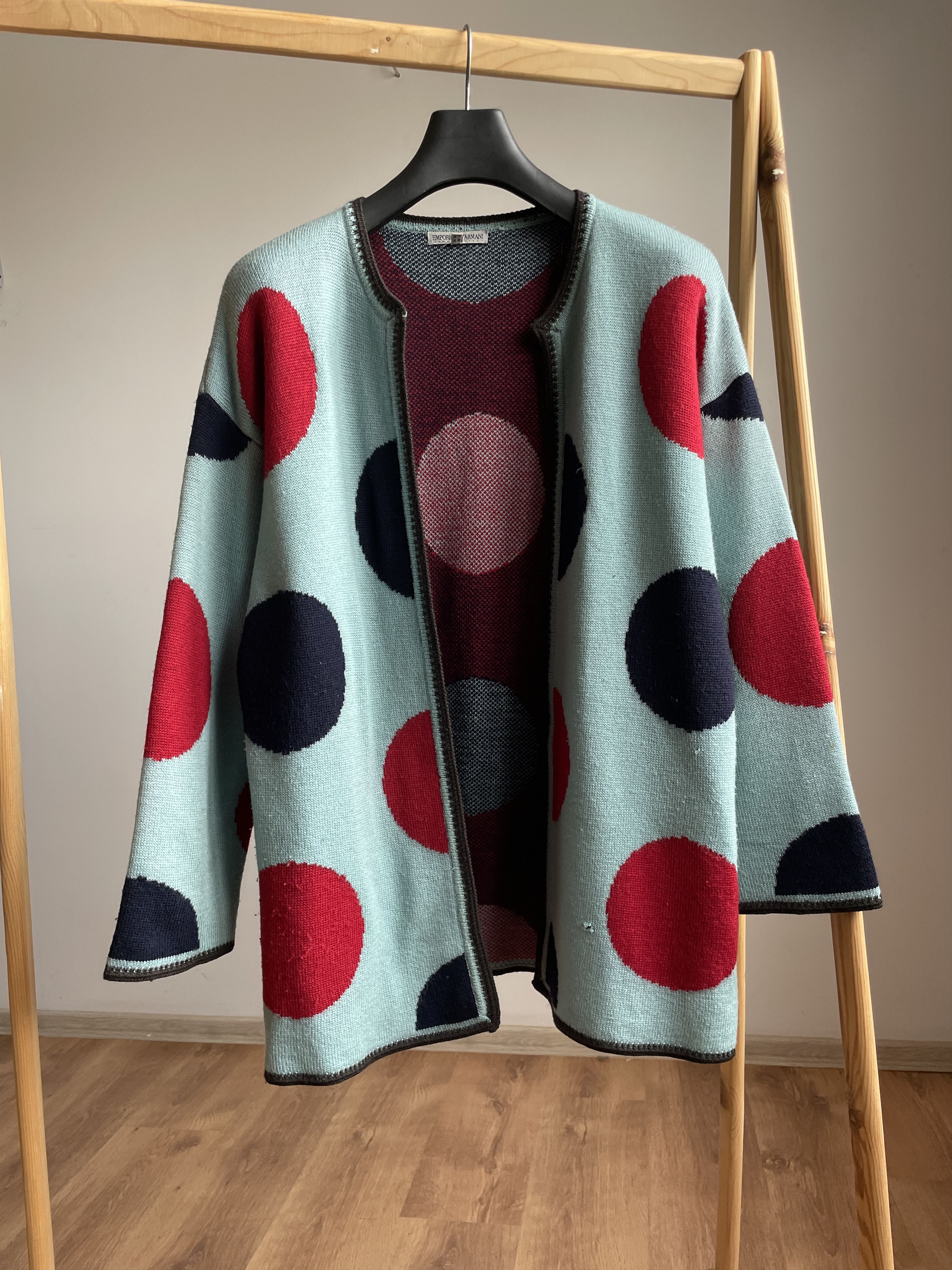 Emporio Armani Emporio Armani Vintage Wool Polka Dot Open Cardigan Jacket Size 3XL / US 20-22 - 1 Thumbnail