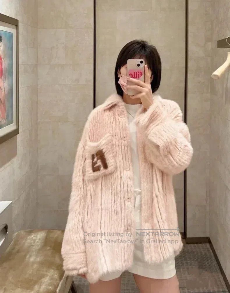 Fendi Fendi Pink Shirt-style Light Faux Mink Jacket Size XS / US 0-2 / IT 36-38 - 8 Thumbnail