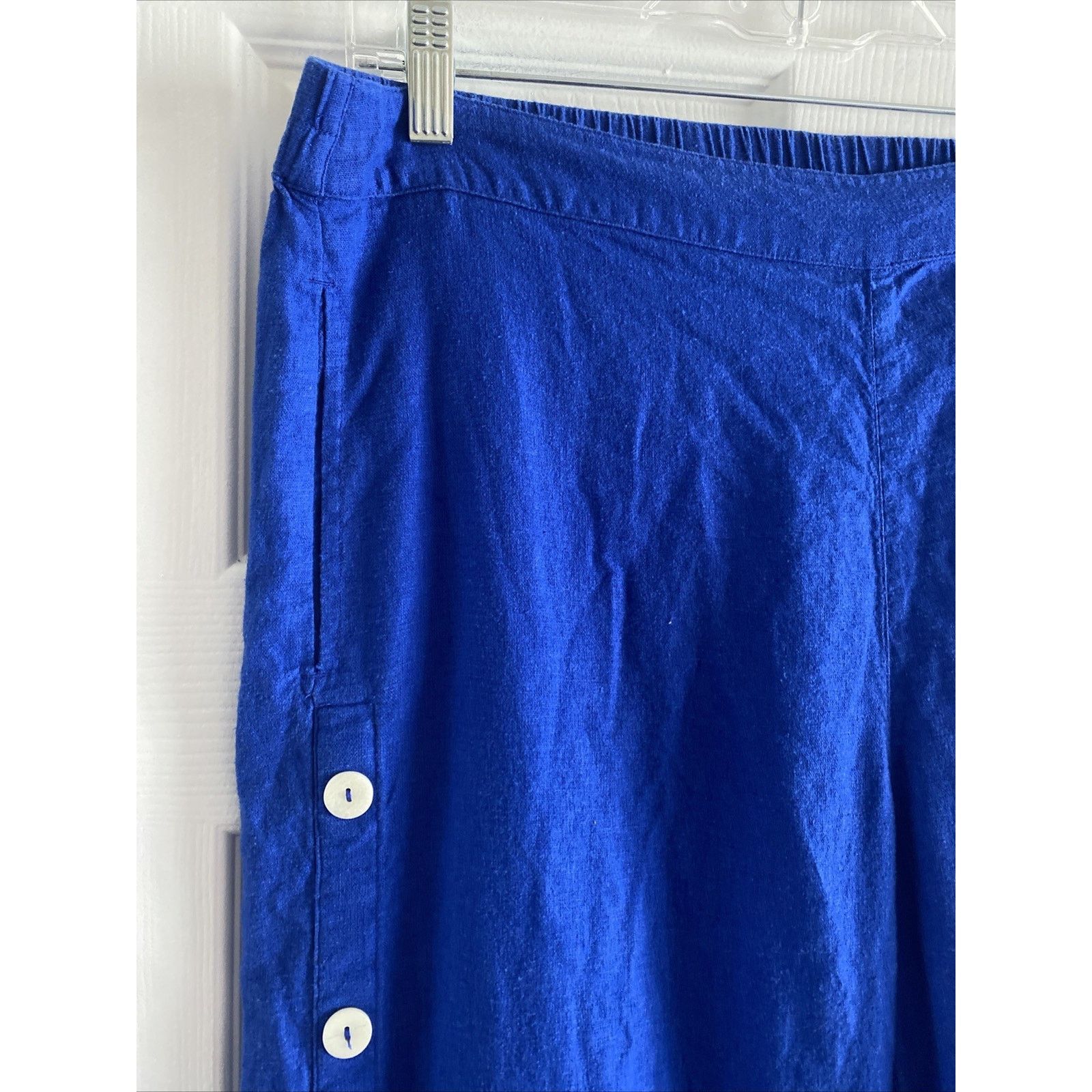 Other Soft Surroundings Large Blue Sonoma Linen Blend Wide Leg Size 32" / US 10 / IT 46 - 2 Thumbnail