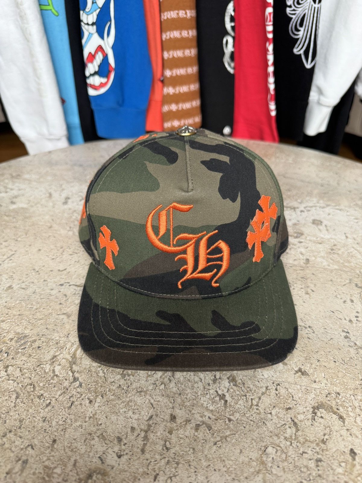 Chrome Hearts Chrome Hearts Camo Orange Leather Cross Patch Hat Size ONE SIZE - 2 Thumbnail