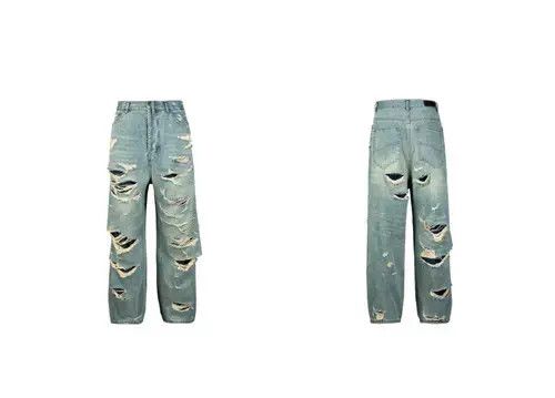 Jean ripped damaged skate hiphop flare baggy jeans Size US 30 / EU 46 - 6 Thumbnail