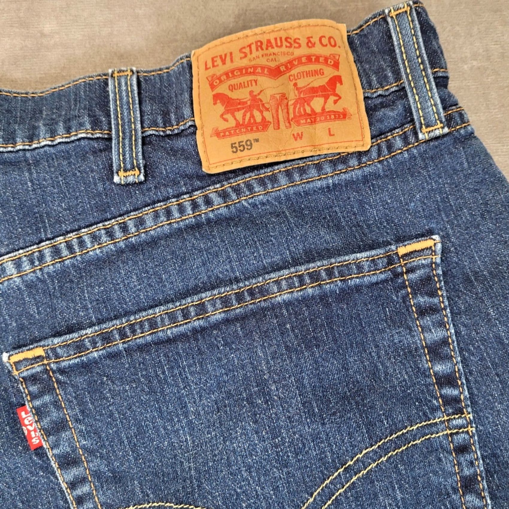 Levi's Mens Levi's 559 Relaxed Straight Leg Jeans Blue Dark Wash 47x30 Big & Tall Denim Size US 34 / EU 50 - 3 Thumbnail