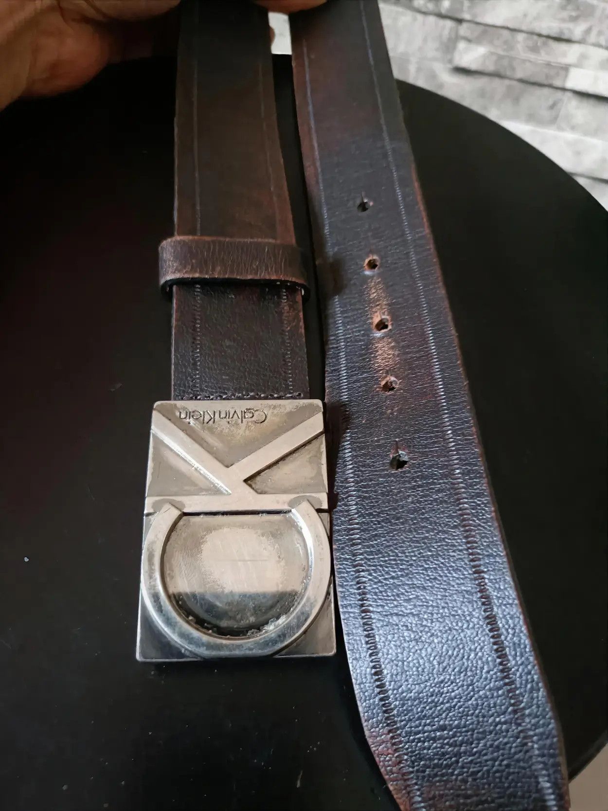 Calvin Klein Calvin Klein logo rectangle leather belt Size 36 - 2 Thumbnail