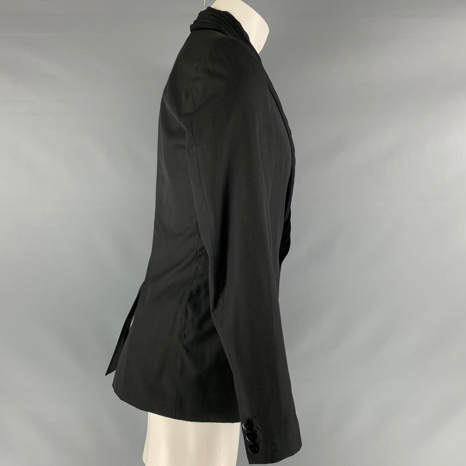 Jean Paul Gaultier Size 38 Black Solid Wool Silk Shawl Collar Sport Coat Size 38R - 3 Thumbnail
