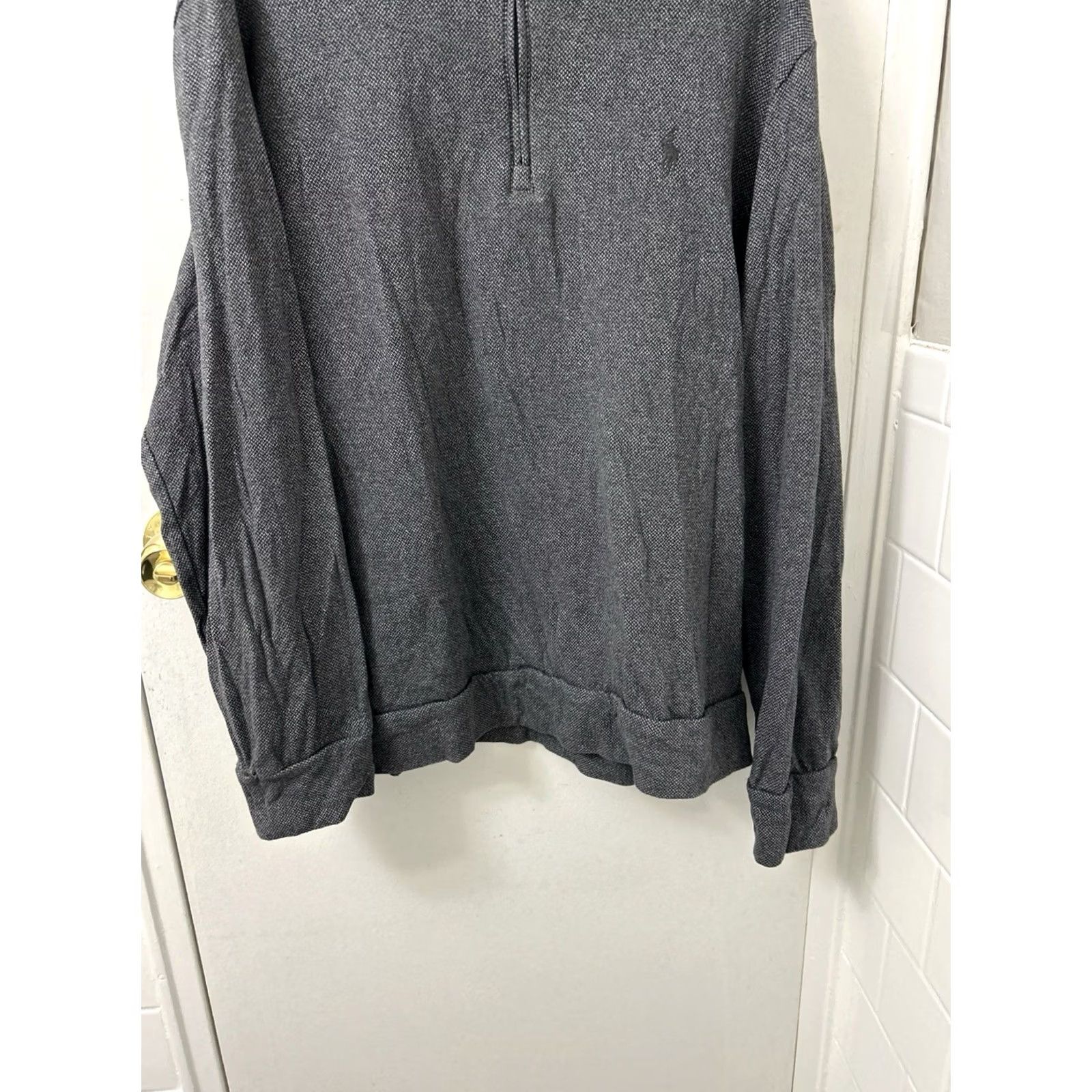 Polo Ralph Lauren Polo Ralph Lauren Sweater 1/4 Zip Mens M Gray Herringbone Knit Pullover L/S Size US M / EU 48-50 / 2 - 3 Thumbnail
