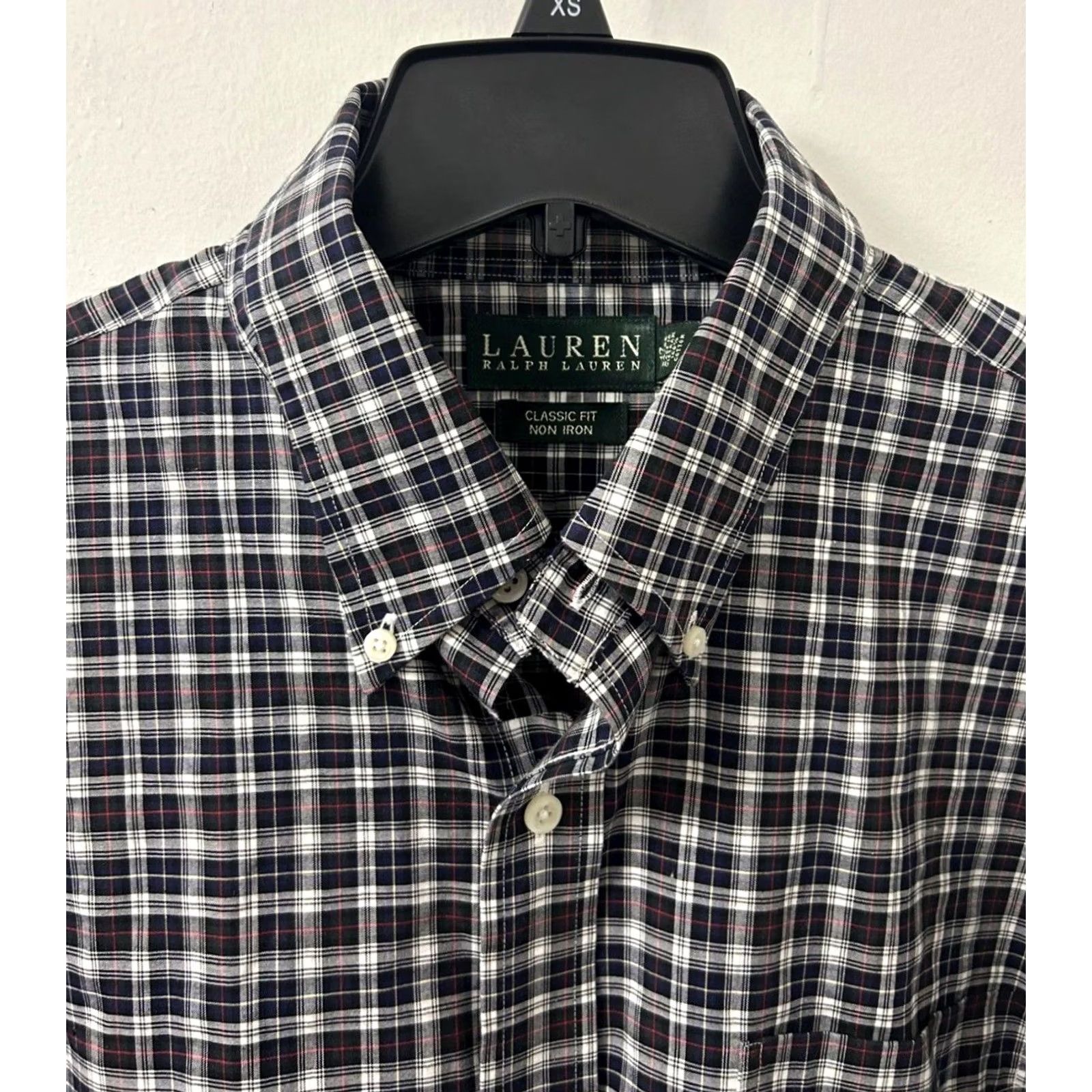 Ralph Lauren Lauren Ralph Lauren Shirt Mens 17 Black Plaid Oxford Classic Non-Iron Long Sleeve Button-Down Collar Size US XL / EU 56 / 4 - 4 Thumbnail