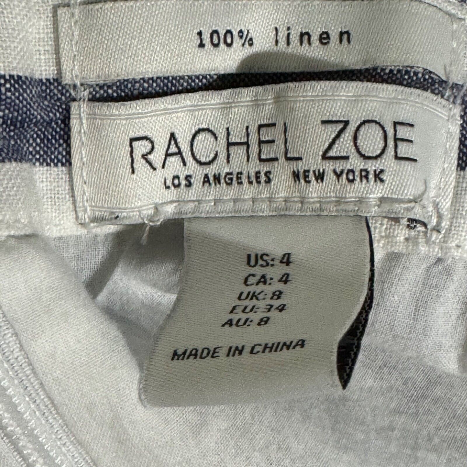 Rachel Zoe Rachel Zoe Jumpsuit Womens 4 NWT Linen Blue White Wide Leg Size 27" / US 4 / IT 40 - 4 Thumbnail