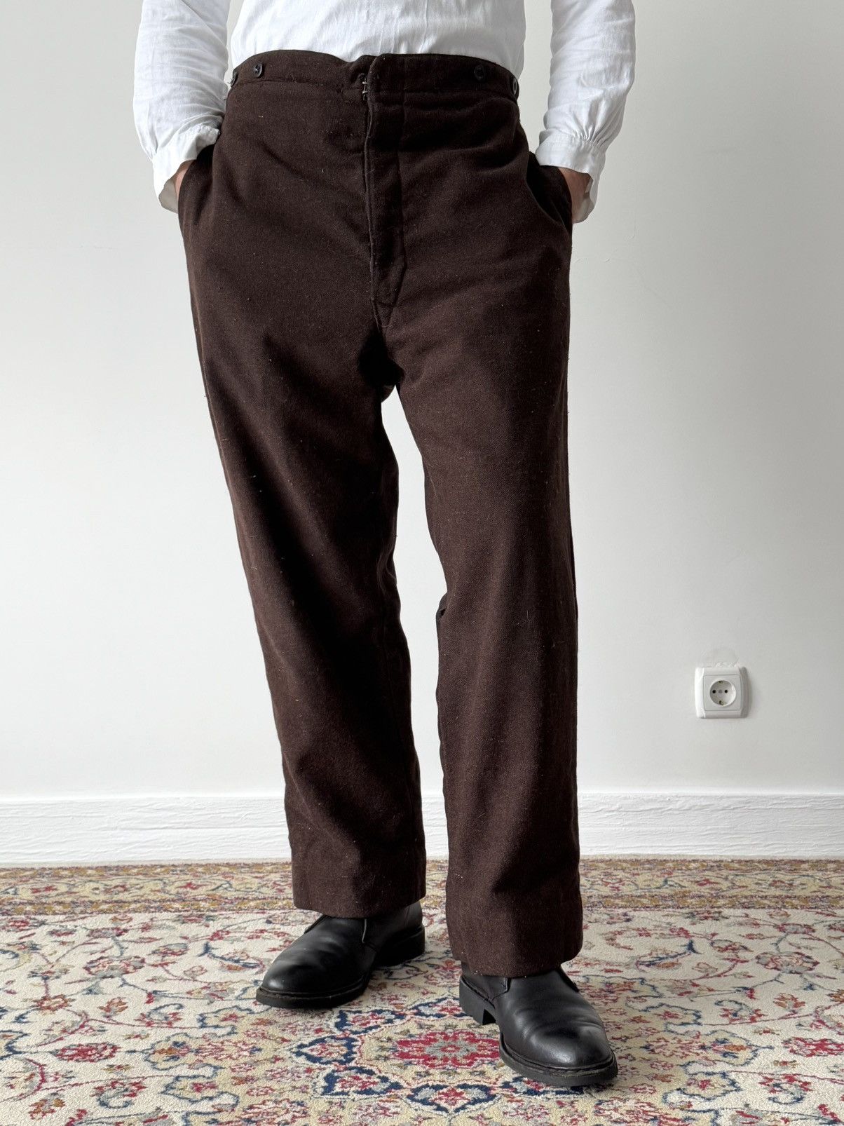 Japanese Brand Antique ≈1920s French Workwear ‘Boro’ Faded Winter Pants Size US 32 / EU 48 - 3 Thumbnail