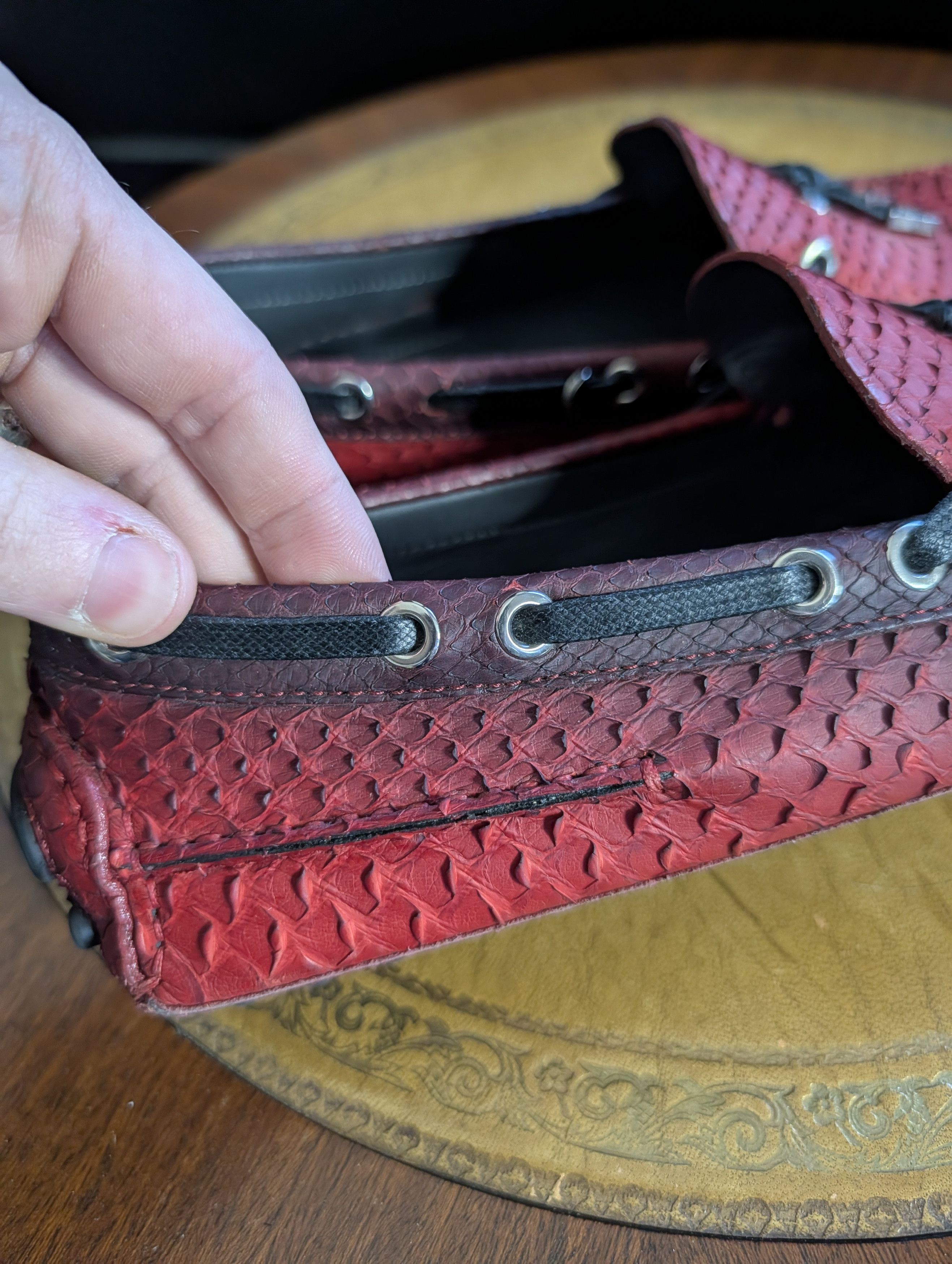 Dior KVA Genuine Python Snakeskin Red Driving Loafers 41 Size US 8 / EU 41 - 8 Thumbnail