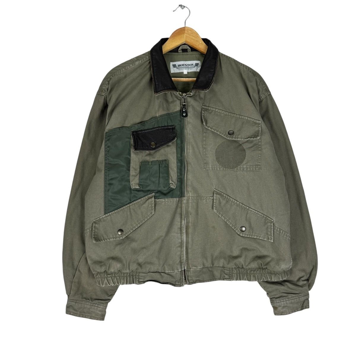 Japanese Brand × Vintage ⚡️HOUSTON HUNTING BOMBER LEATHER PART JACKET Size US L / EU 52-54 / 3 - 1 Thumbnail