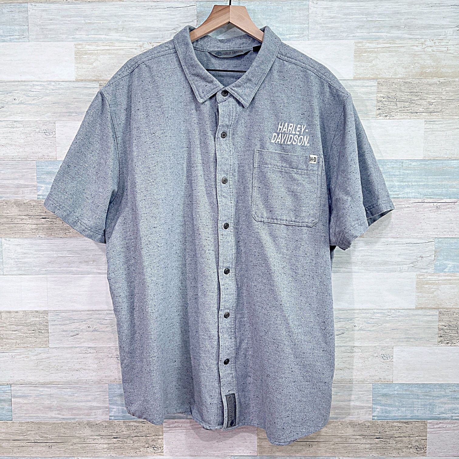 Harley Davidson #1 Short Sleeve Flannel Shirt Mens 3XL Slim