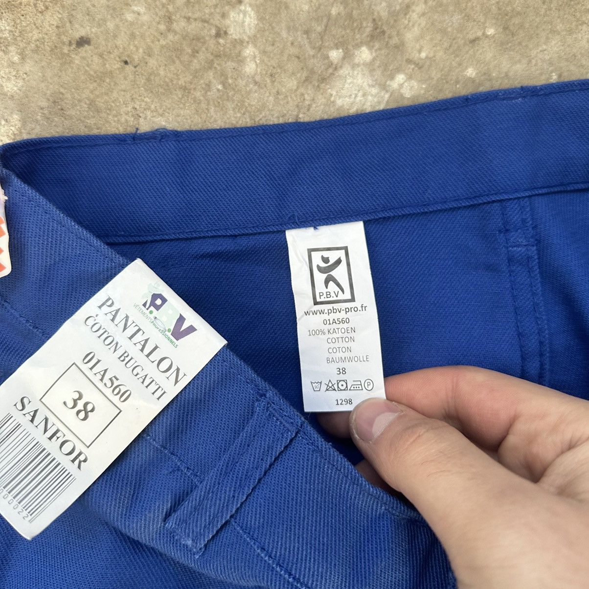Other 1970ʼs Vintage French utility HBT Sanfor Cotton Work Pants Size US 30 / EU 46 - 6 Thumbnail