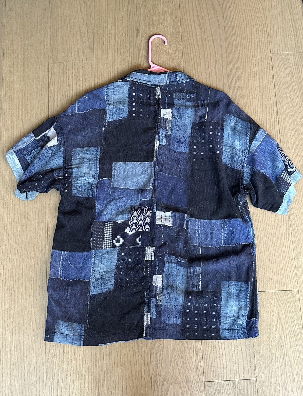 SSENSE FIVE CM Blue Patchwork Camp Collar Shirt Size US M / EU 48-50 / 2 - 2 Thumbnail