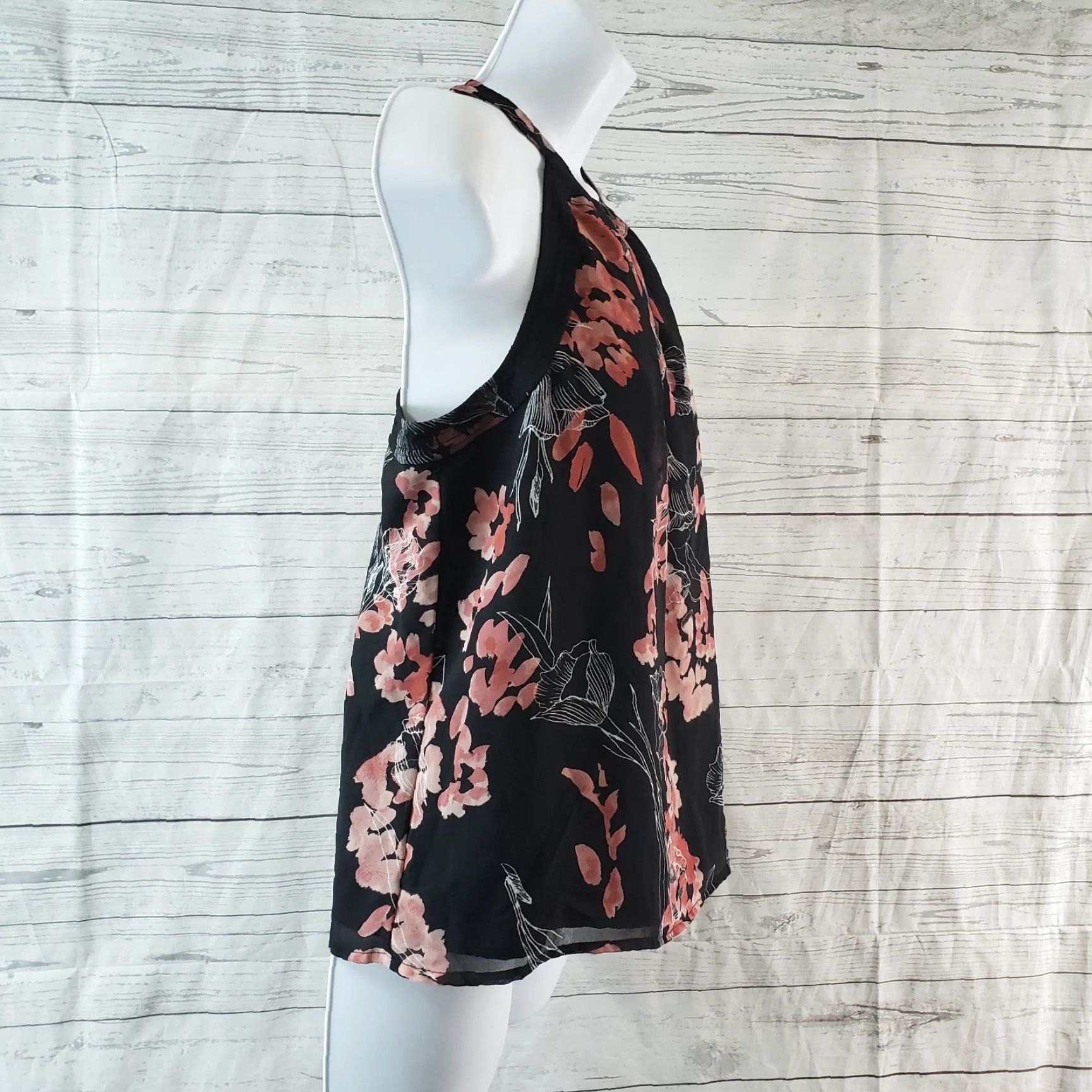 Vintage A New Day Womens Top Blouse Sleeveless Halter Floral Size Small Black Pink Garden 90s Mens Women Size S / US 4 / IT 40 - 3 Thumbnail