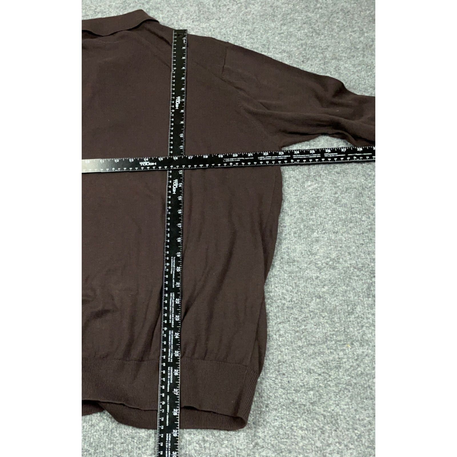Vintage Paul Fredrick Sweater Adult Large Tall Brown Collared Knit Lightweight Cotton-Linen Diamond Argyle 80s 90s Retro Mens Size US L / EU 52-54 / 3 - 3 Thumbnail