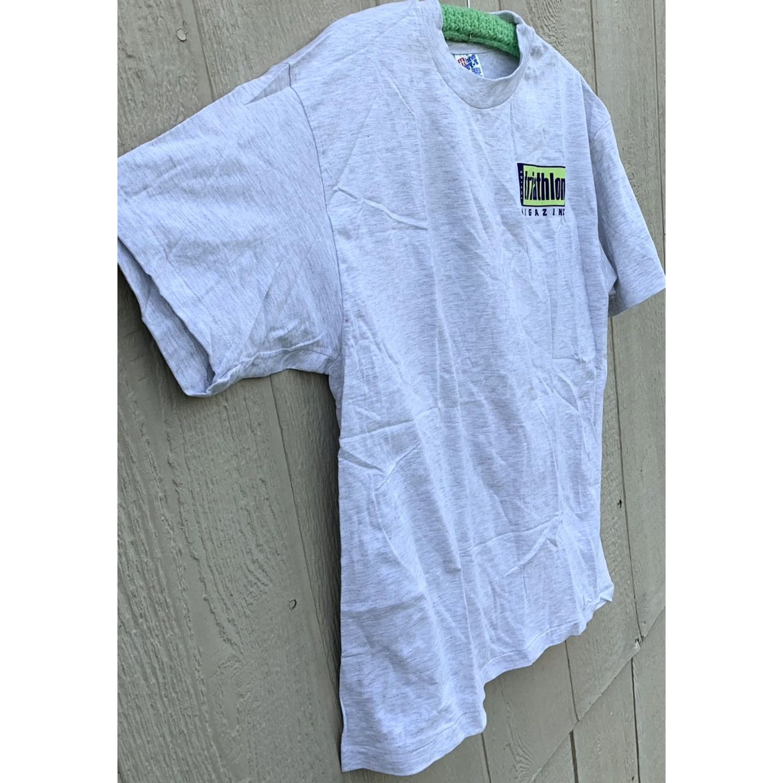 Hanes VINTAGE Hanes Beefy-T T-Shirt Mens Short Sleeve Crew Neck Gray Cotton Size L 1990s Inside Triathlon Magazine Graphic Print Size US L / EU 52-54 / 3 - 4 Thumbnail