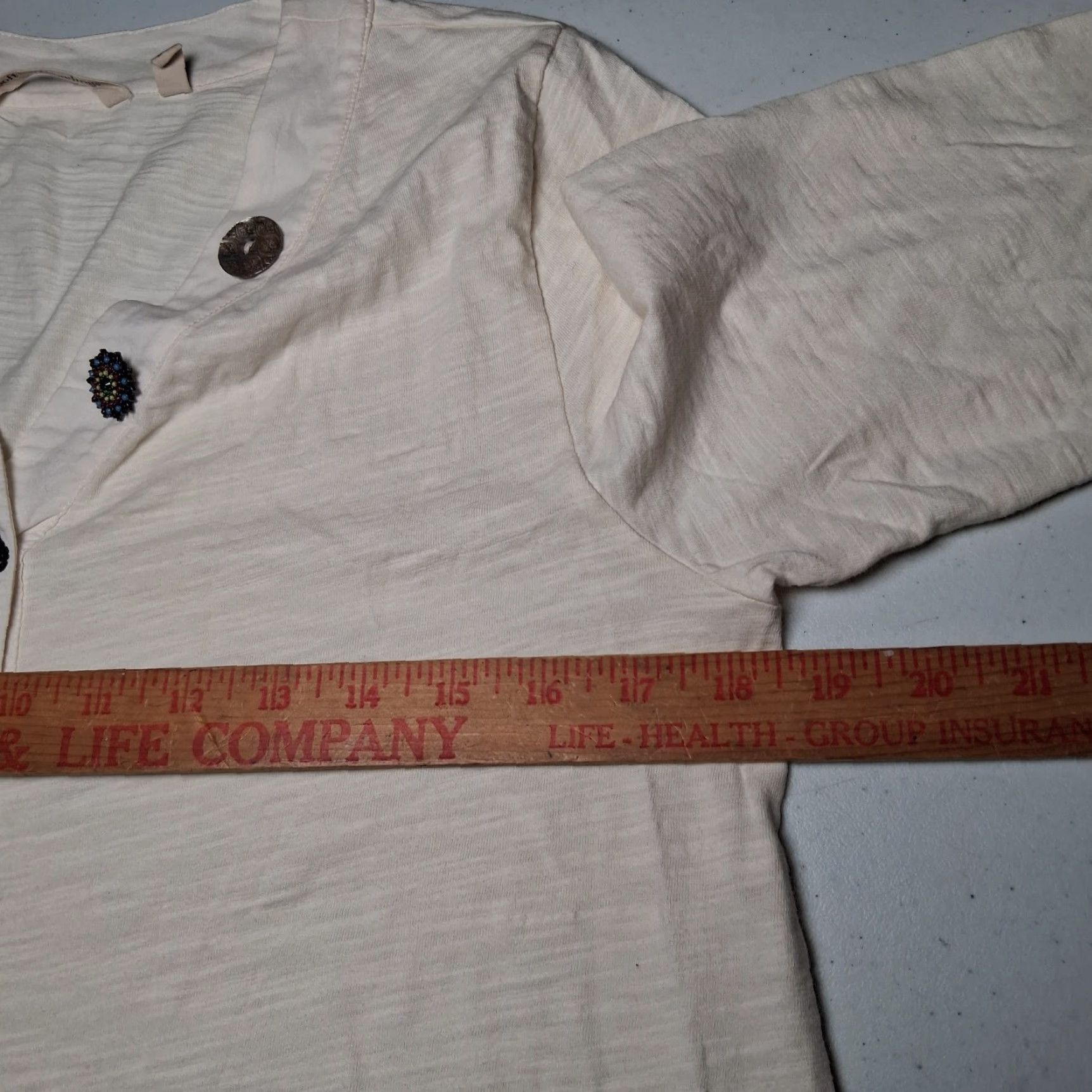Soft Surroundings Soft Surroundings Shirt Women S Ivory Button-Up Tunic Long Sleeve V-Neck Knit Cotton Boho Artsy Classic Casual Christmas? Size S / US 4 / IT 40 - 4 Thumbnail
