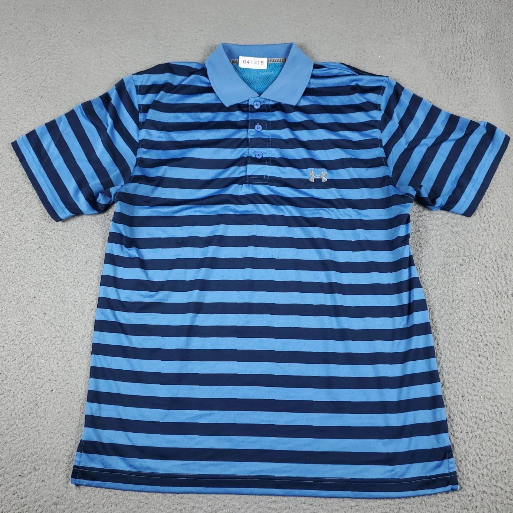 Under Armour Under Armour Polo Shirt Mens Medium Blue Striped Casual Short Sleeve Size US M / EU 48-50 / 2 - 2 Thumbnail