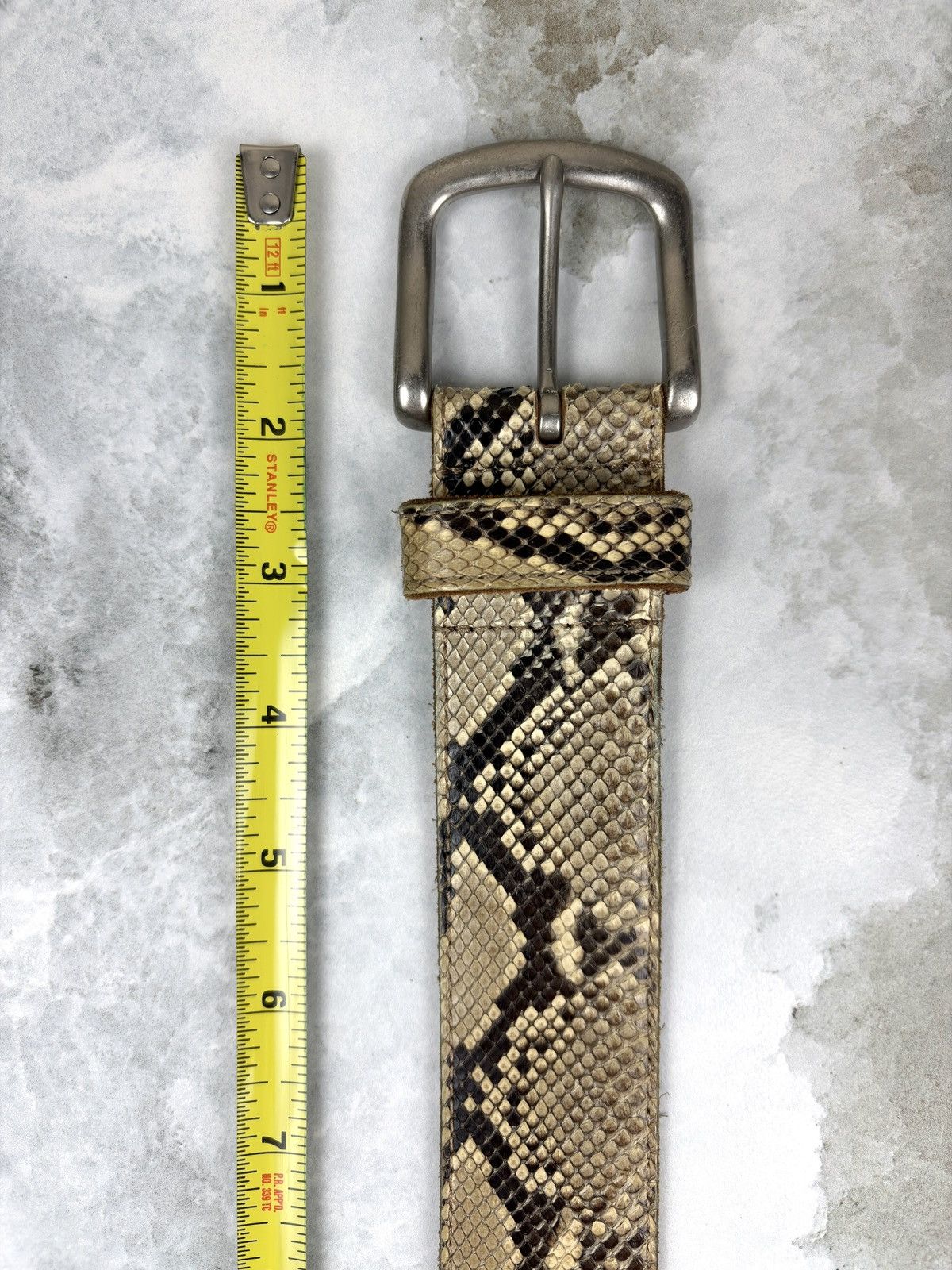 Junya Watanabe Junya Watanabe Snakeskin Silver Buckle Belt Tan Size ONE SIZE - 4 Thumbnail