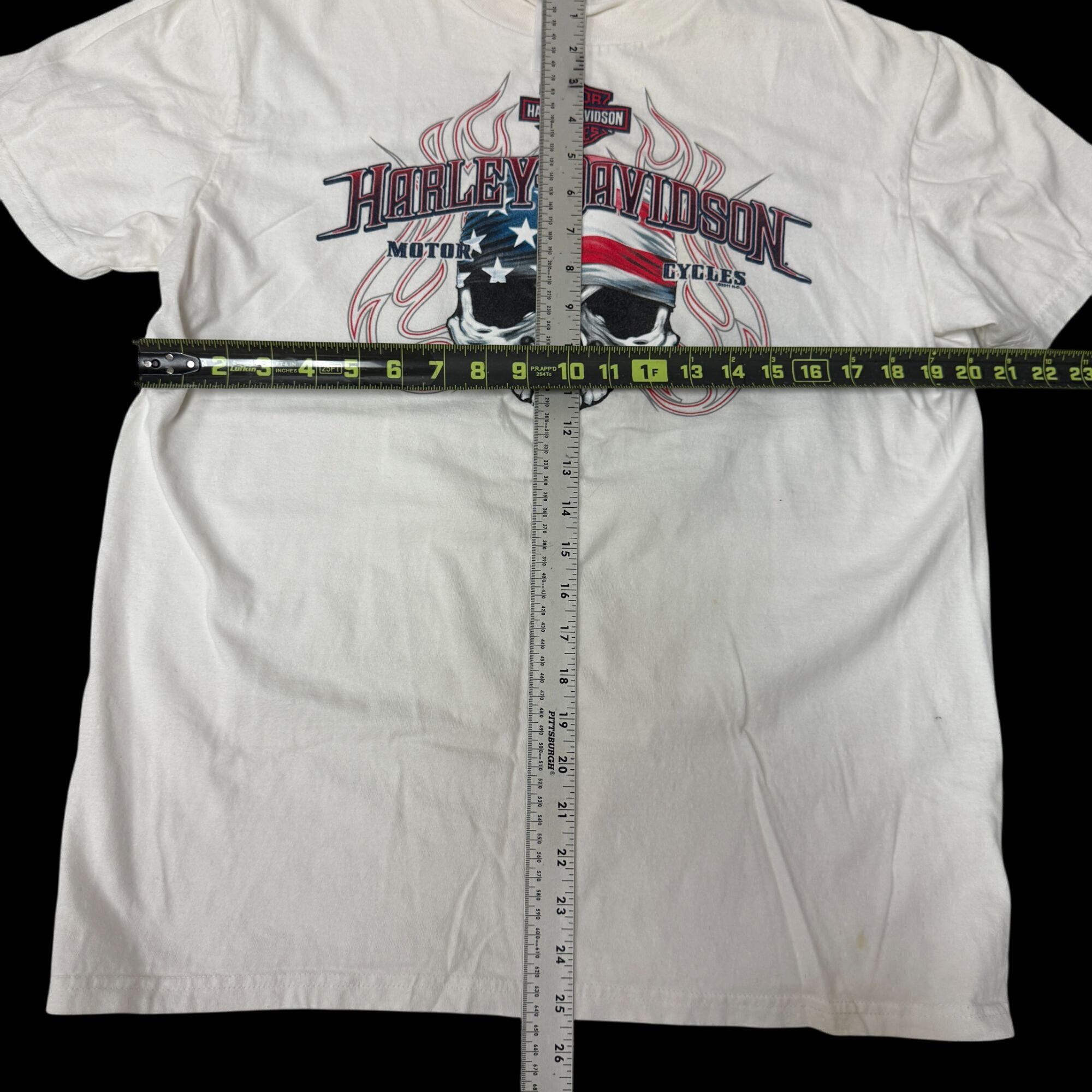 Harley Davidson H-D Motorcycle Emerald City Wa American USA FLAG SKULL Shirt Size US L / EU 52-54 / 3 - 8 Thumbnail