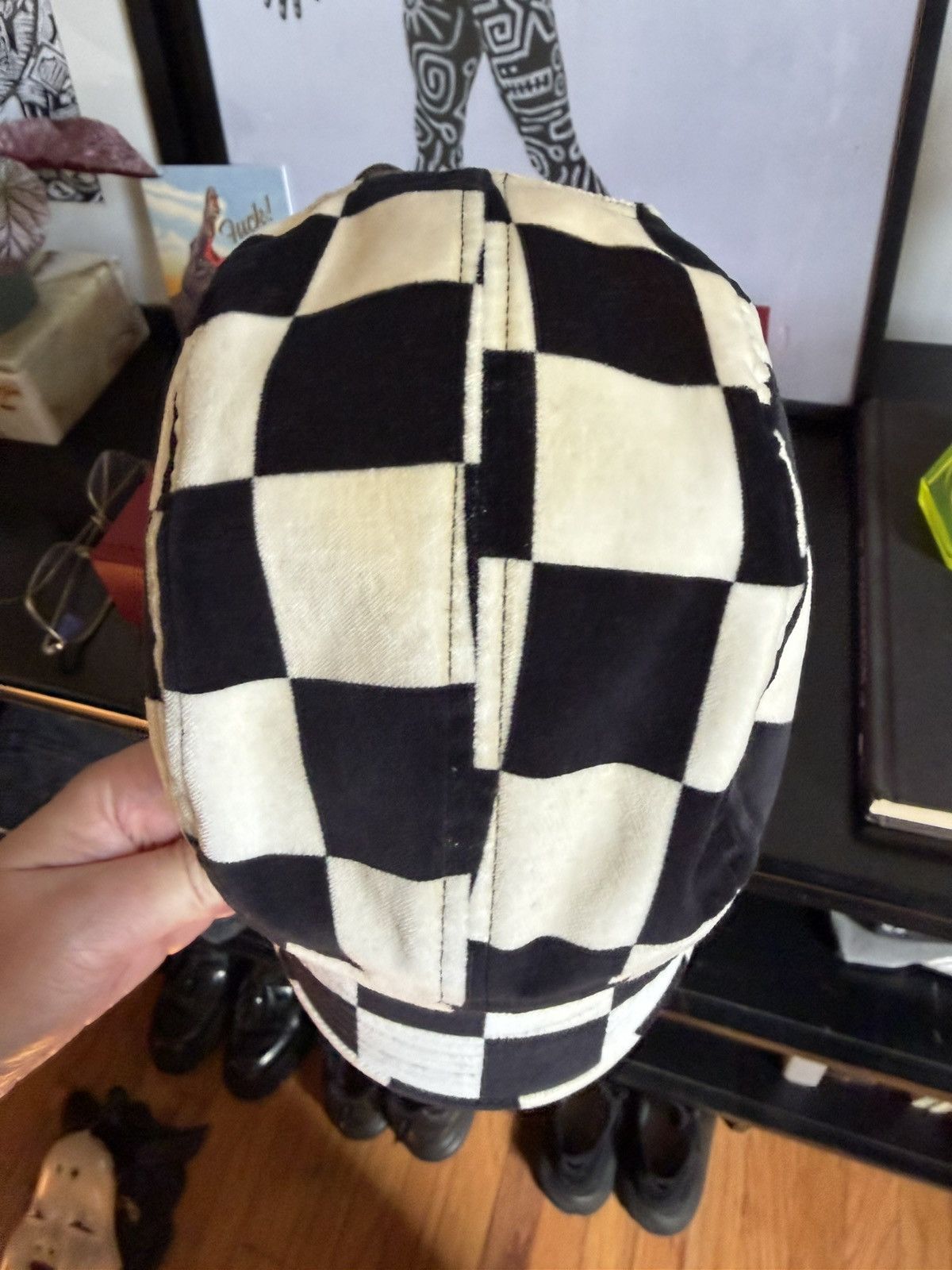 Supreme Supreme Velvet Checkerboard Camp Cap Size ONE SIZE - 7 Thumbnail