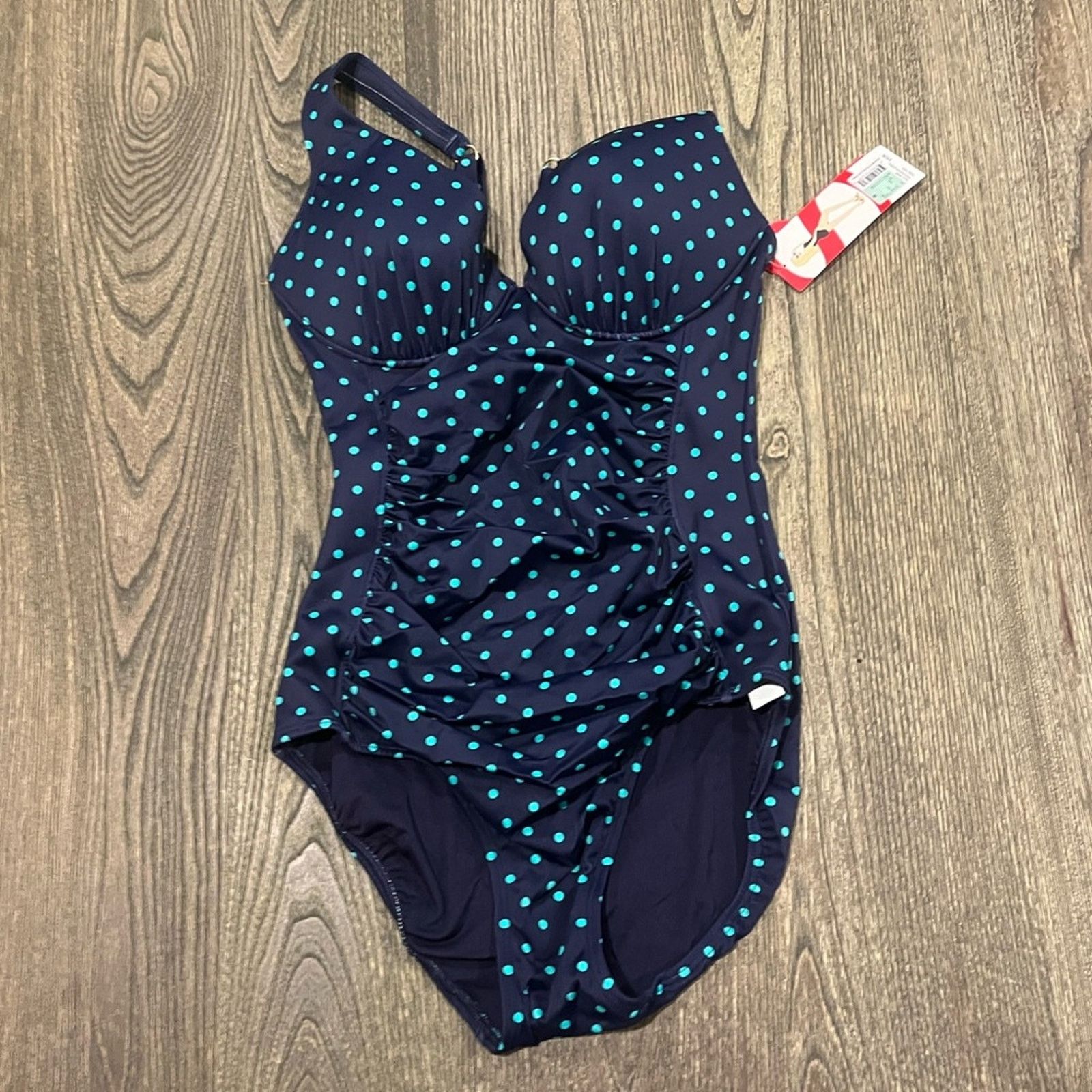 Spanx NWT Spanx One Piece Swimsuit Polka Dot Splash Navy Blue Sz 8 Size M / US 6-8 / IT 42-44 - 1 Thumbnail