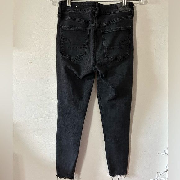 American Eagle Outfitters Black American Eagle‎ Ripped Skinny Jeans Size 27" / US 4 / IT 40 - 3 Thumbnail