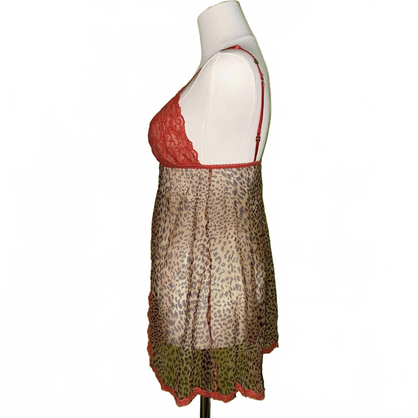 Designer Vintage Victoria’s Secret Cami Top M Leopard Mesh Lace Y2K Size M / US 6-8 / IT 42-44 - 2 Thumbnail