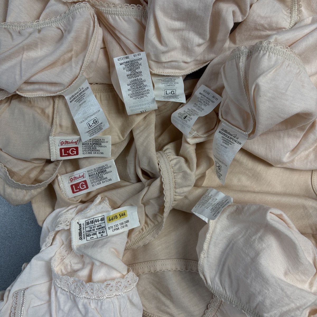 Marks & Spencer × Vintage Pack of 9 Vintage Underwear Blush High Waisted Lace Cotton Size ONE SIZE - 2 Thumbnail