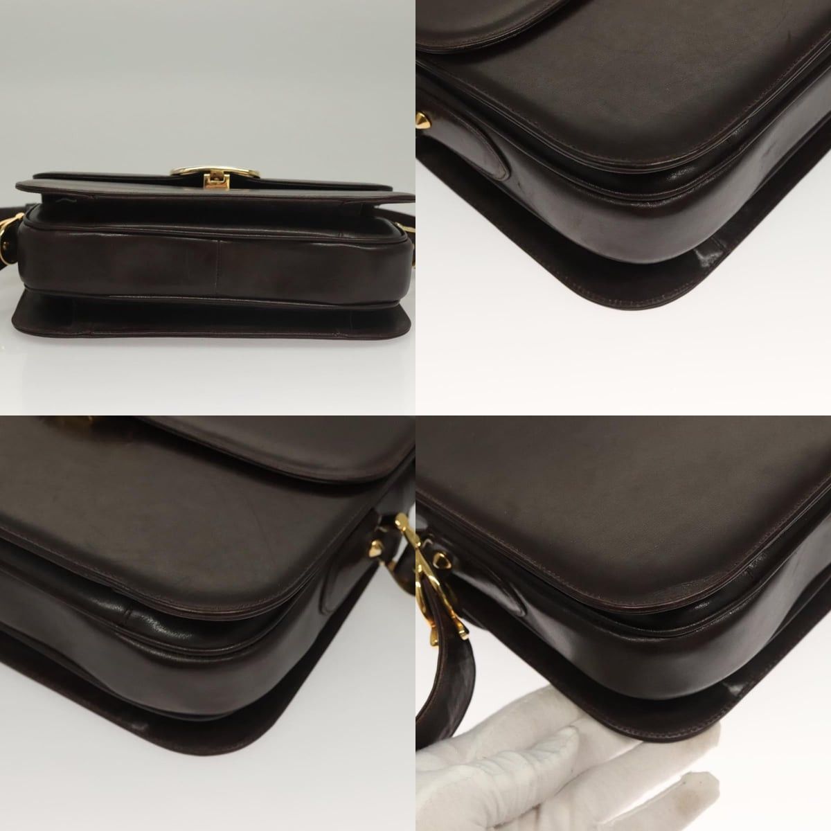 Celine CELINE Shoulder Bag Leather Brown Gold Size ONE SIZE - 10 Thumbnail