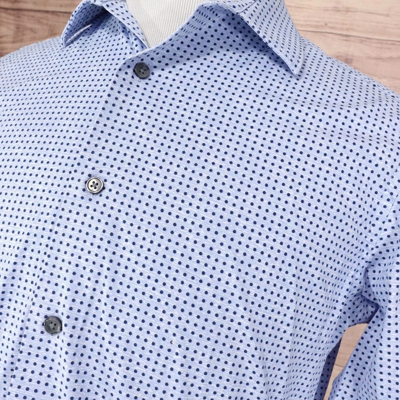 Apt. 9 Apt. 9 Shirt Mens Neck 16 Sleeve 32/33 Blue Premier Flex Slim Fit Button-Down Micro Dot Dress Shirt Size US L / EU 52-54 / 3 - 2 Thumbnail