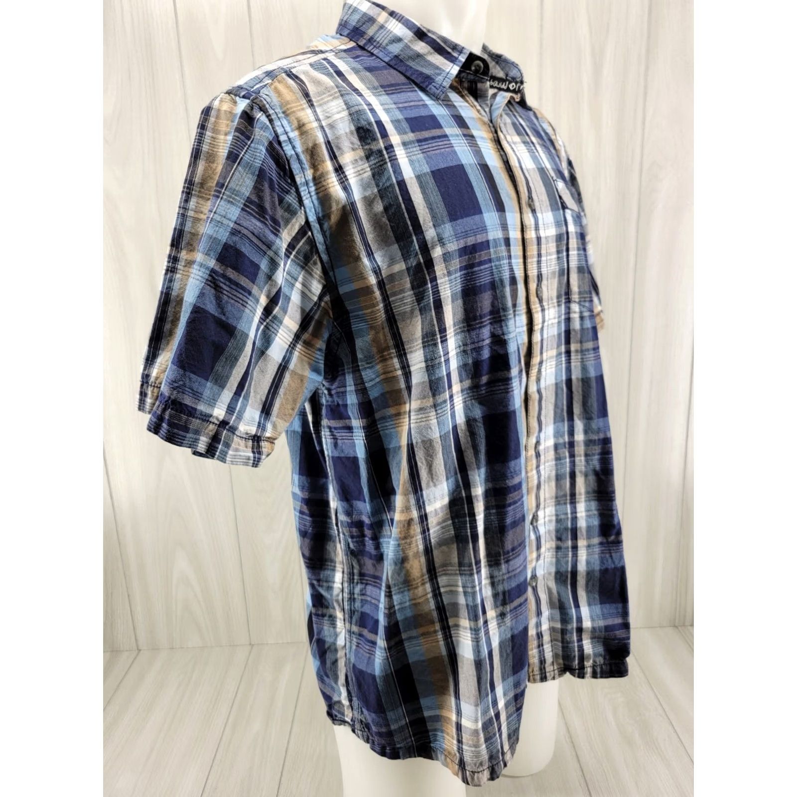 KAVU KAVU Men’s XL Short Sleeve Plaid Pocket Shirt Blue Size US XL / EU 56 / 4 - 4 Thumbnail