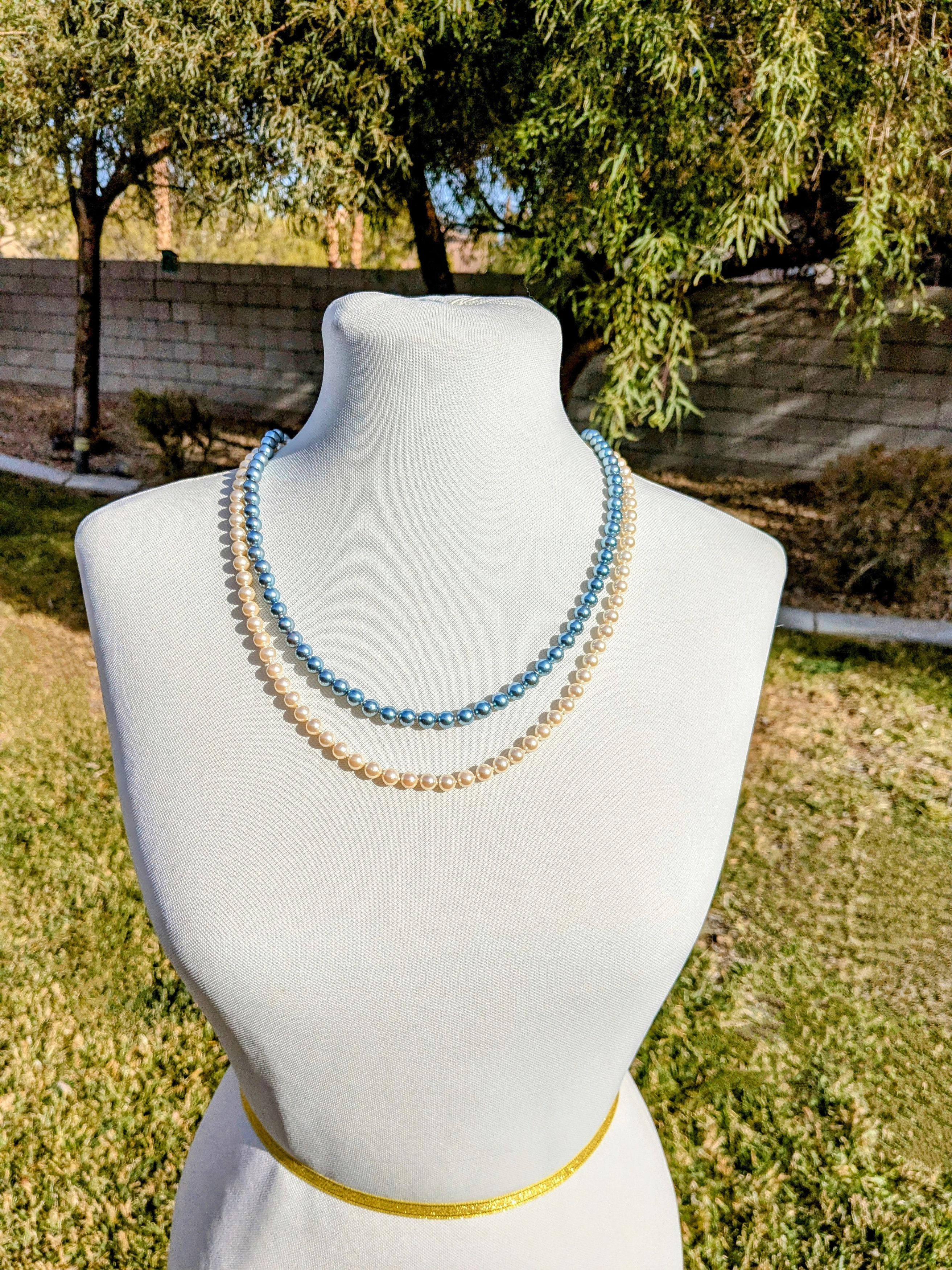 Vintage G Silver Filigree Clasp Hand Knotted Pearl 2-Necklace Set Size ONE SIZE - 2 Thumbnail