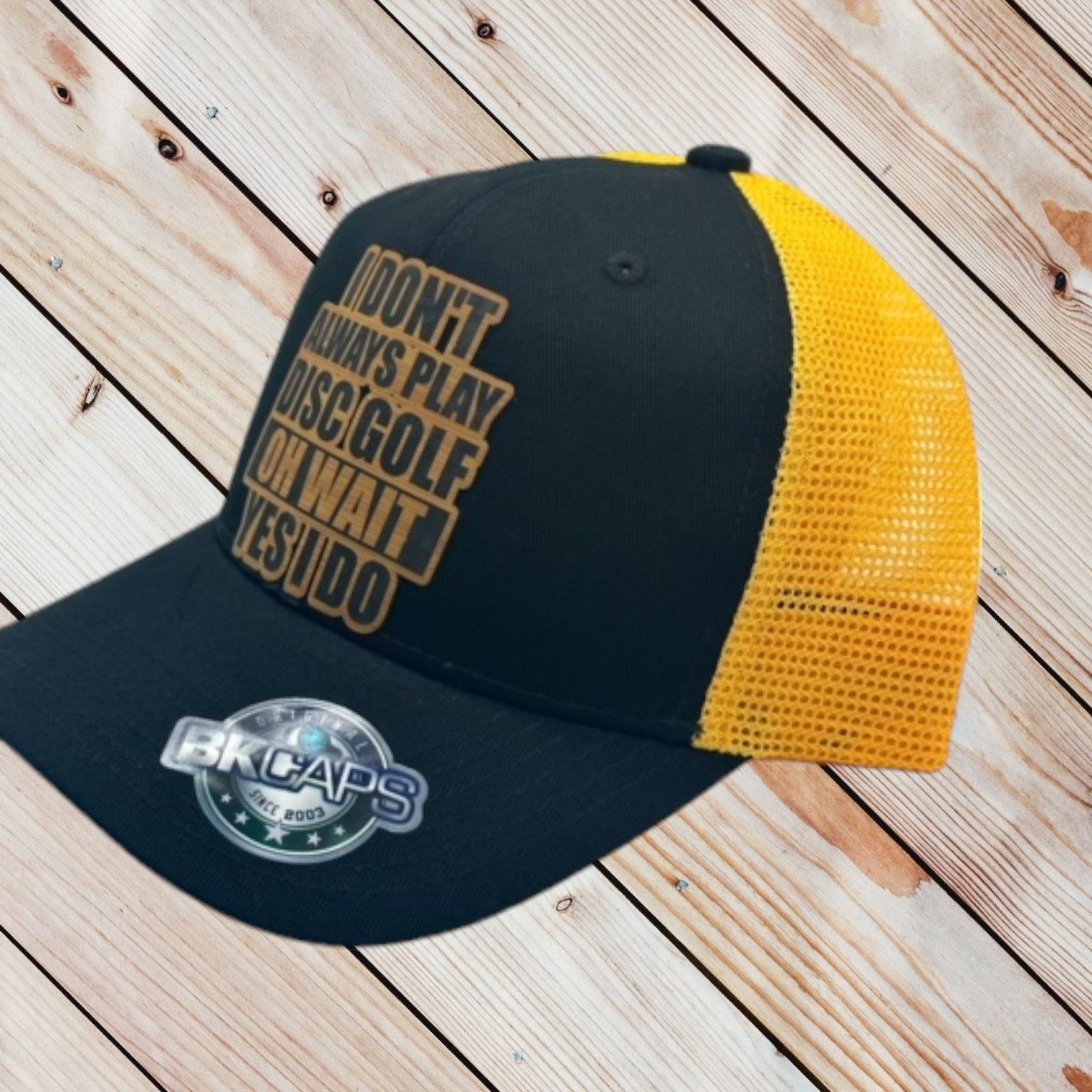The Unbranded Brand Disc Golf Leather Patch Hat Trucker Hat Always Disc Golfing Size ONE SIZE - 4 Thumbnail