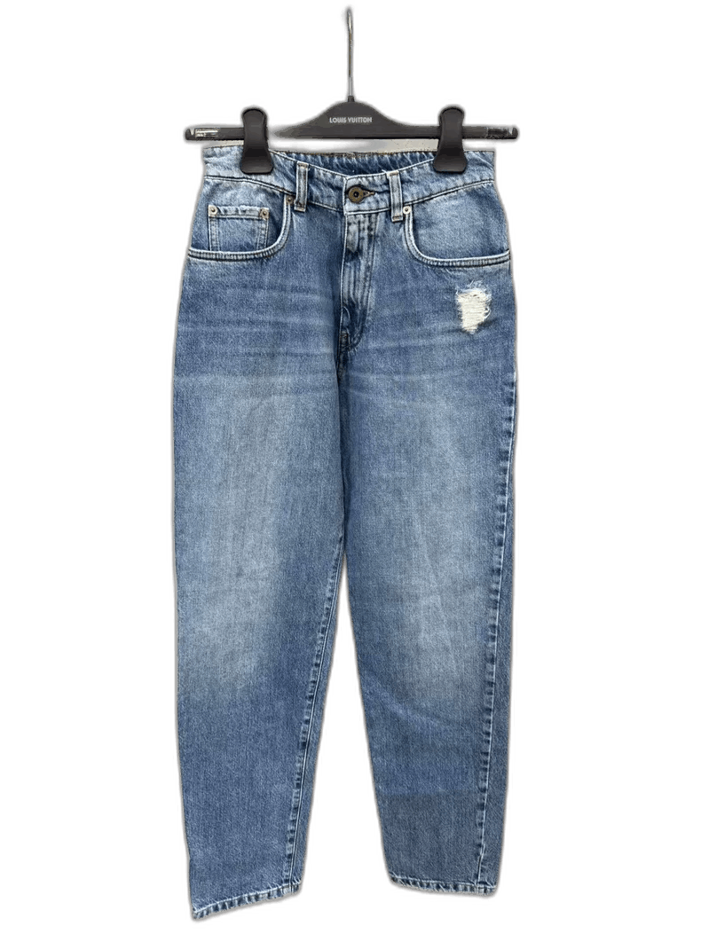 Prada Miumiu Painted Daisy Denim Pants Size 25" / US 0 / IT 36 - 1 Thumbnail