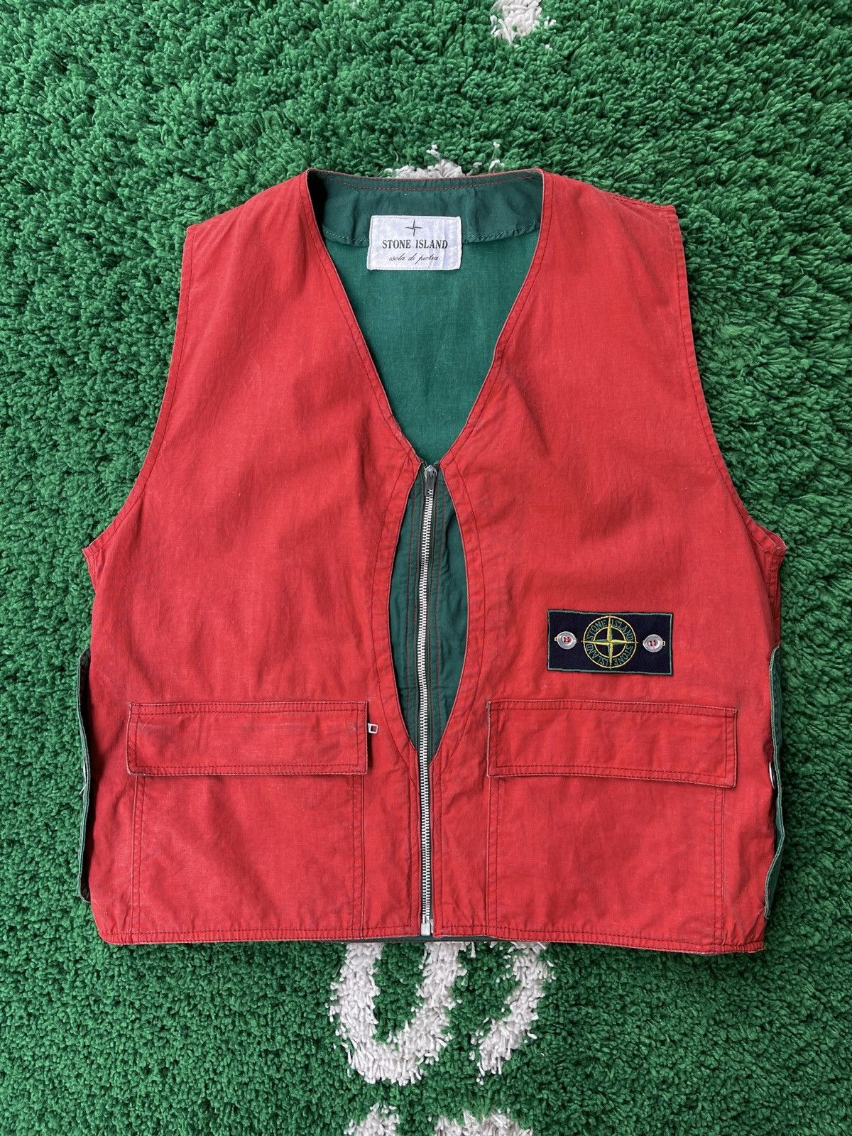 image of C P Company x Massimo Osti 【Sample】Stone Island Tela Stella Half-Moon Hunting Vest in Orange (Size 