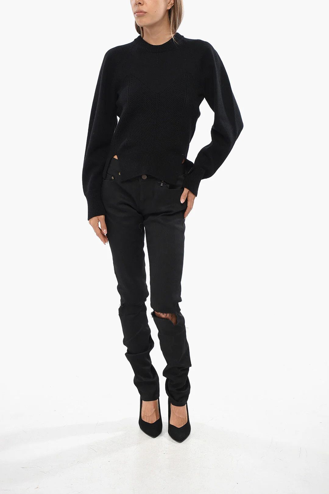 Alexander McQueen og1mm0426 Crew-Neck Chevron Corset Top in Black Size L / US 10 / IT 46 - 4 Thumbnail
