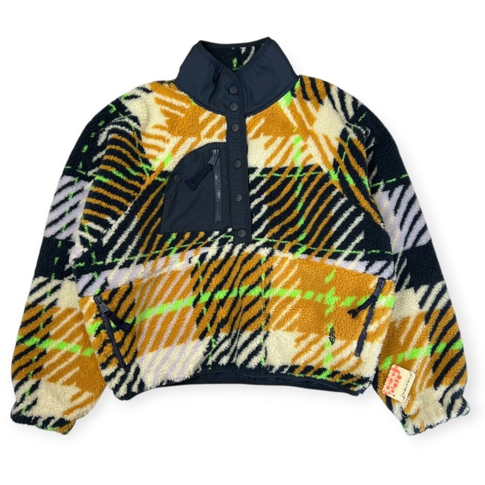Free People Free People Rocky Ridge Plaid Fleece Pullover S NWT Size S / US 4 / IT 40 - 1 Thumbnail