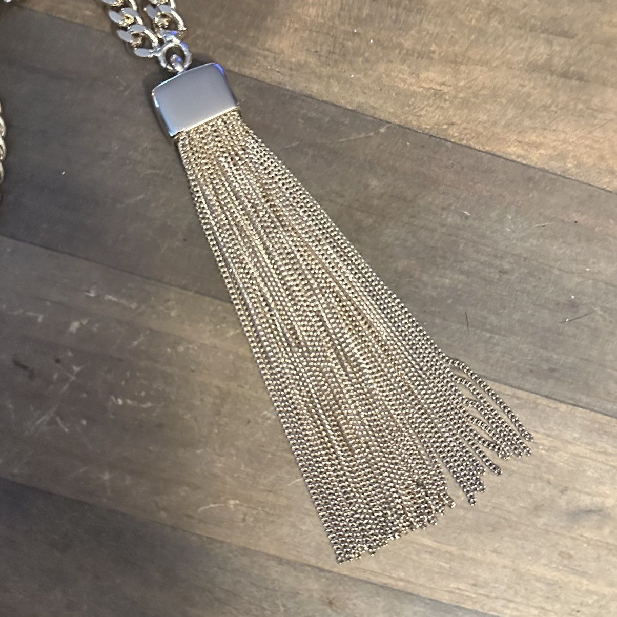 White House Black Market WHBM leather and chain tassel necklace Size ONE SIZE - 5 Thumbnail