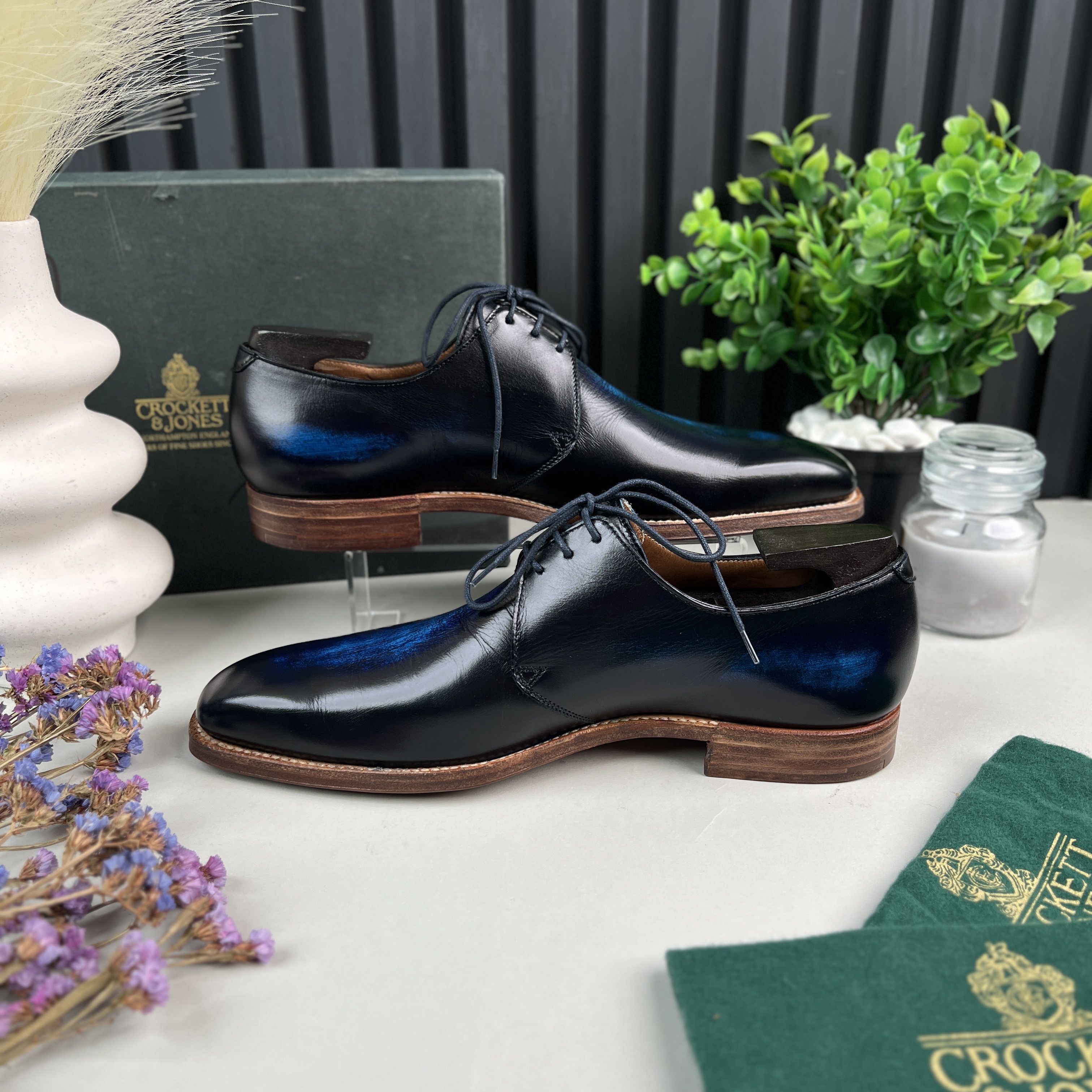 Crockett & Jones Highbury Derby Dress Blue Patina Leather Size US 8 / EU 41 - 7 Thumbnail