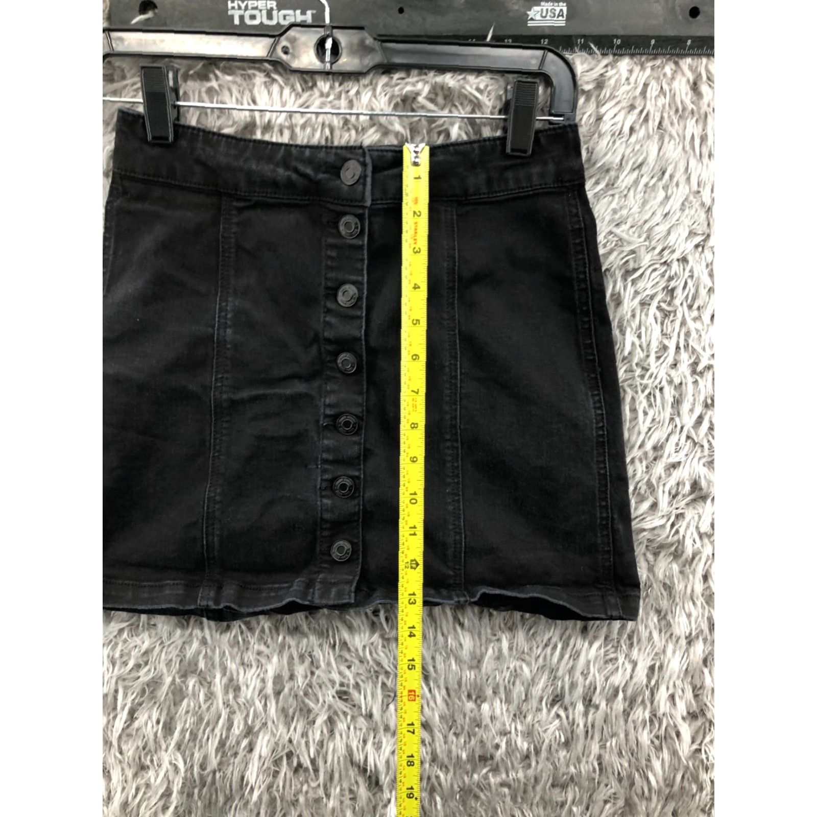 Vintage Mudd Skirt A-Line Junior S 3 Black Denim Cotton Blend Button Closure Logo Shorts? (But avoid adding). Size 26" / US 2 / IT 38 - 3 Thumbnail