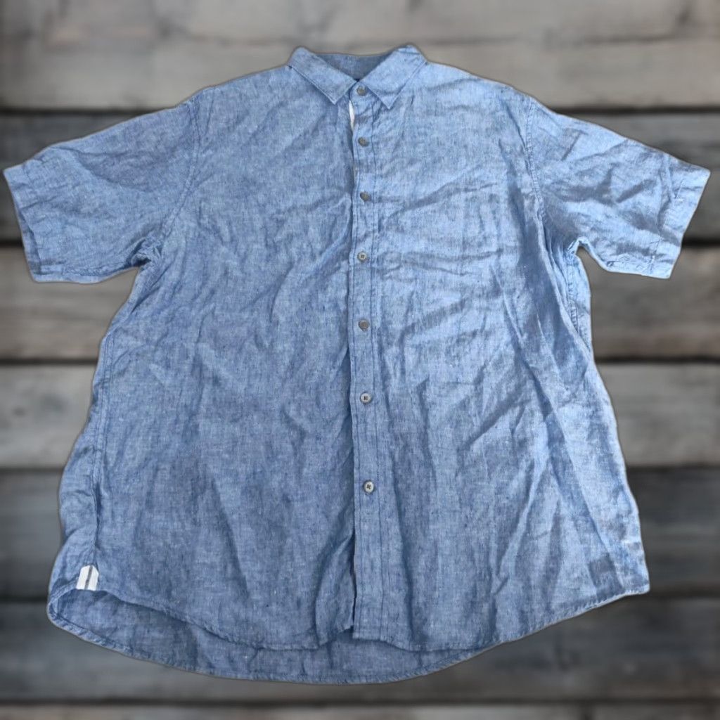 Lands' End VINTAGE Lands' End Men's Linen Shirt Short Sleeve Casual Spring Summer Blue Size L Size US L / EU 52-54 / 3 - 1 Thumbnail