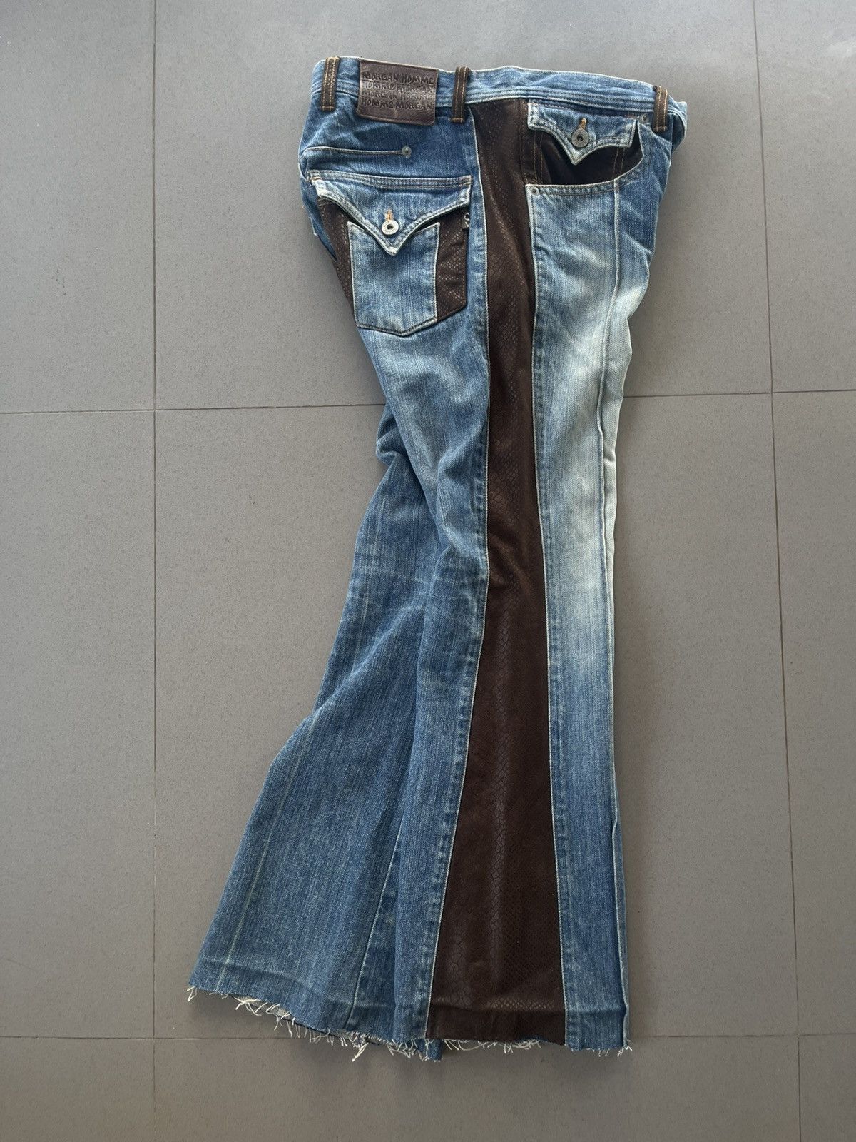 If Six Was Nine × Le Grande Bleu (L.G.B.) × Yasuyuki Ishii JAPANESE FLARE BOOTCUT PANTS MORGAN HOMME SNAKE LEATHER Size US 30 / EU 46 - 9 Thumbnail