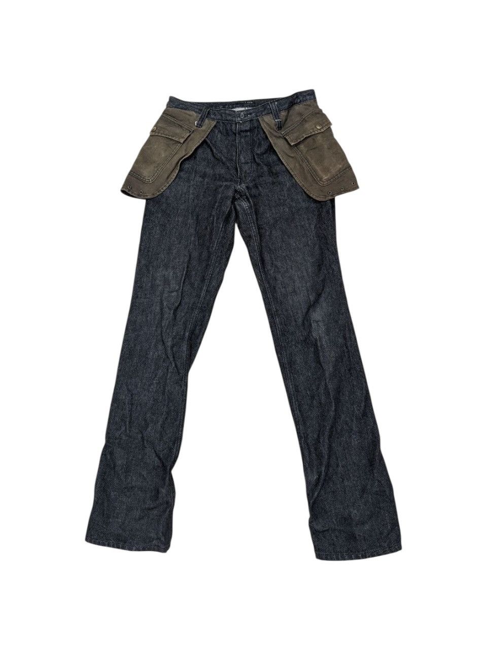 Mastermind Japan × Roen HIROMUTAKAHARA BONDAGE FLARE JEANS & DOUBLE LAYERED POCKET Size US 30 / EU 46 - 2 Thumbnail