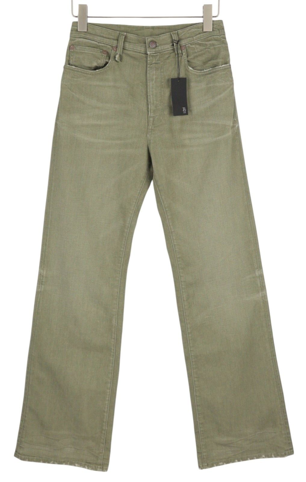 R13 JANE 27 Olive Green Stretch Faded High Rise Straight 85786 Size 27" / US 4 / IT 40 - 2 Thumbnail