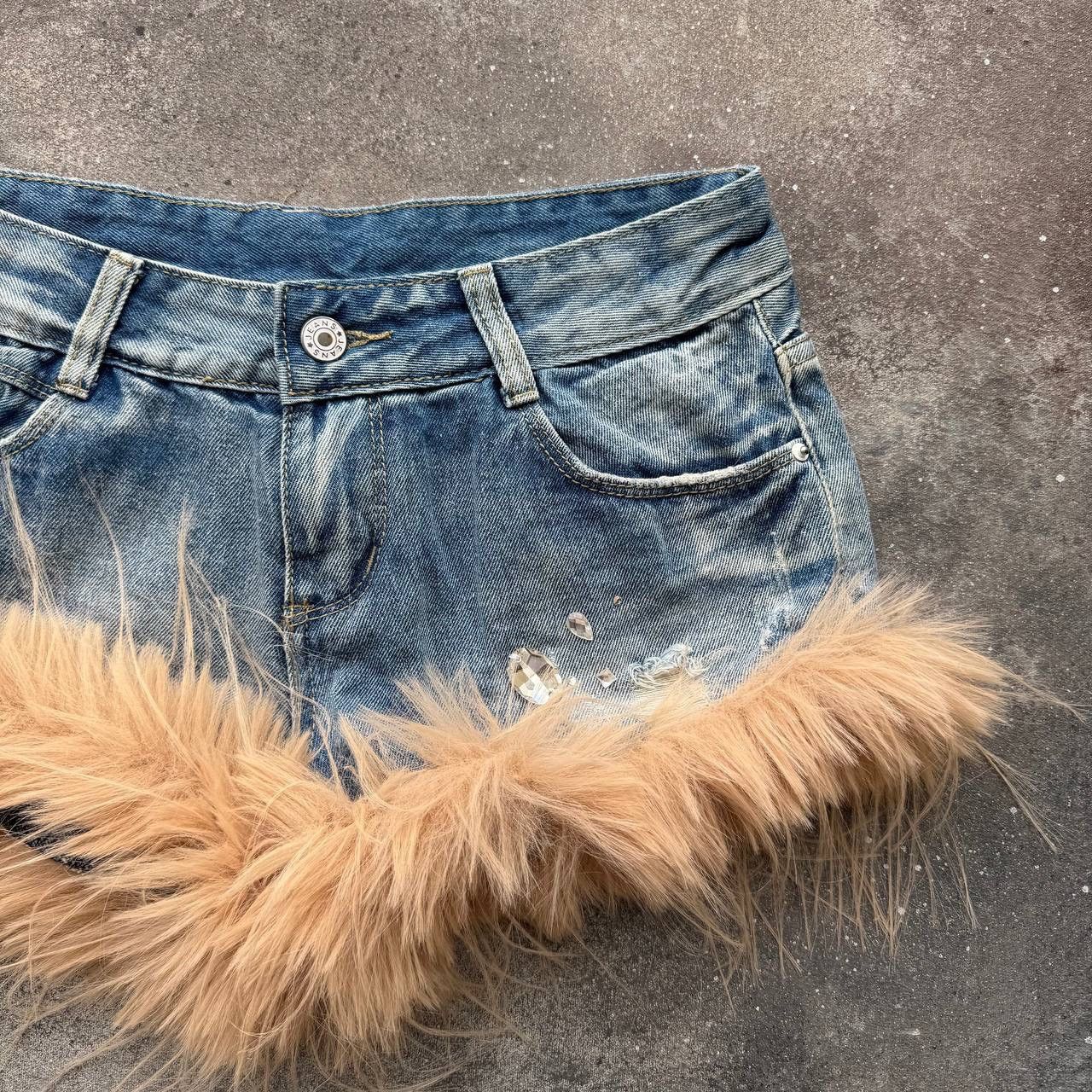 20471120 × Vintage 2000’s Aesthetic Y2K Faux Fur Vintage Mini Denim Shorts Size 27" / US 4 / IT 40 - 5 Thumbnail