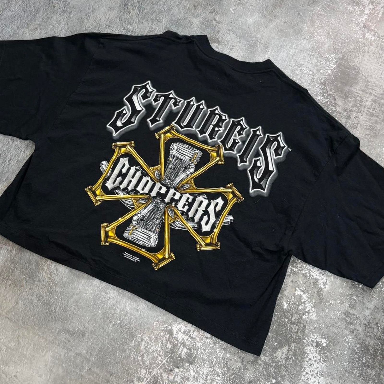 Vintage Vintage Black and yellow Sturgis Choppers T Shirt! Biker. Size US XL / EU 56 / 4 - 3 Thumbnail